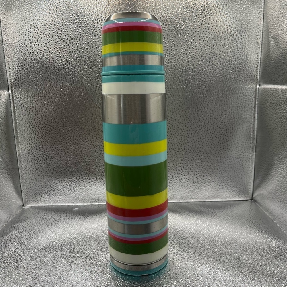 Starbucks 2005 Pylones Striped Thermos Collectible Stainless Steel Bottle 17 oz